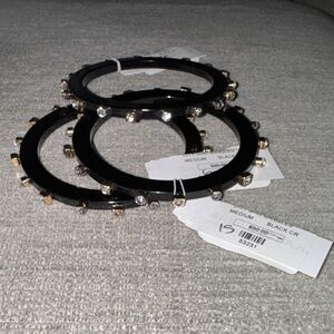 Black Studded Bangles with Gold Accents